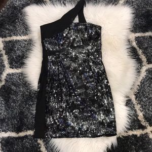 Jessica McClintock one Shoulder black dress